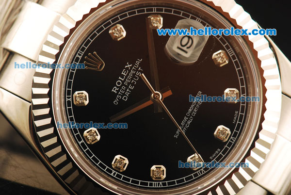 Rolex Datejust II Rolex 3135 Automatic Movement Full Steel with Black Dial and Diamond Markers - Click Image to Close